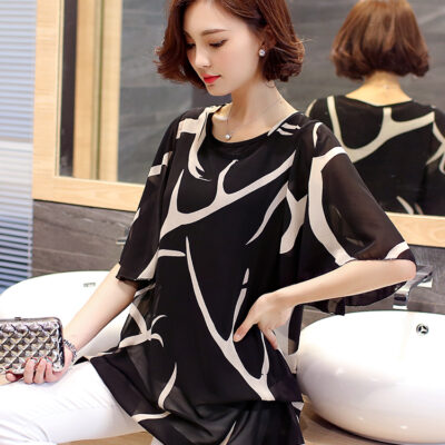 Women's Abstract Print Chiffon Blouse